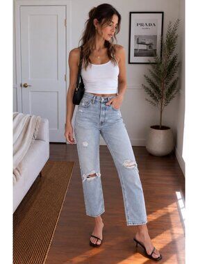 Levi’s 501 Original Crop Jeans 25 Athens Break Distressed $98